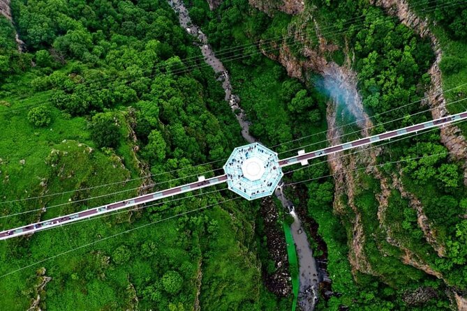 Dashbashi Canyon, Glass Bridge, Bicycle Zip Line, Swing, Private Full Day Tour - Crossing the Dashbashi glass bridge