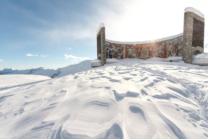 Tour to Kazbegi Ananuri Zhinvali Gudauri Full Day - Gergeti Trinity Church above Stepantsminda